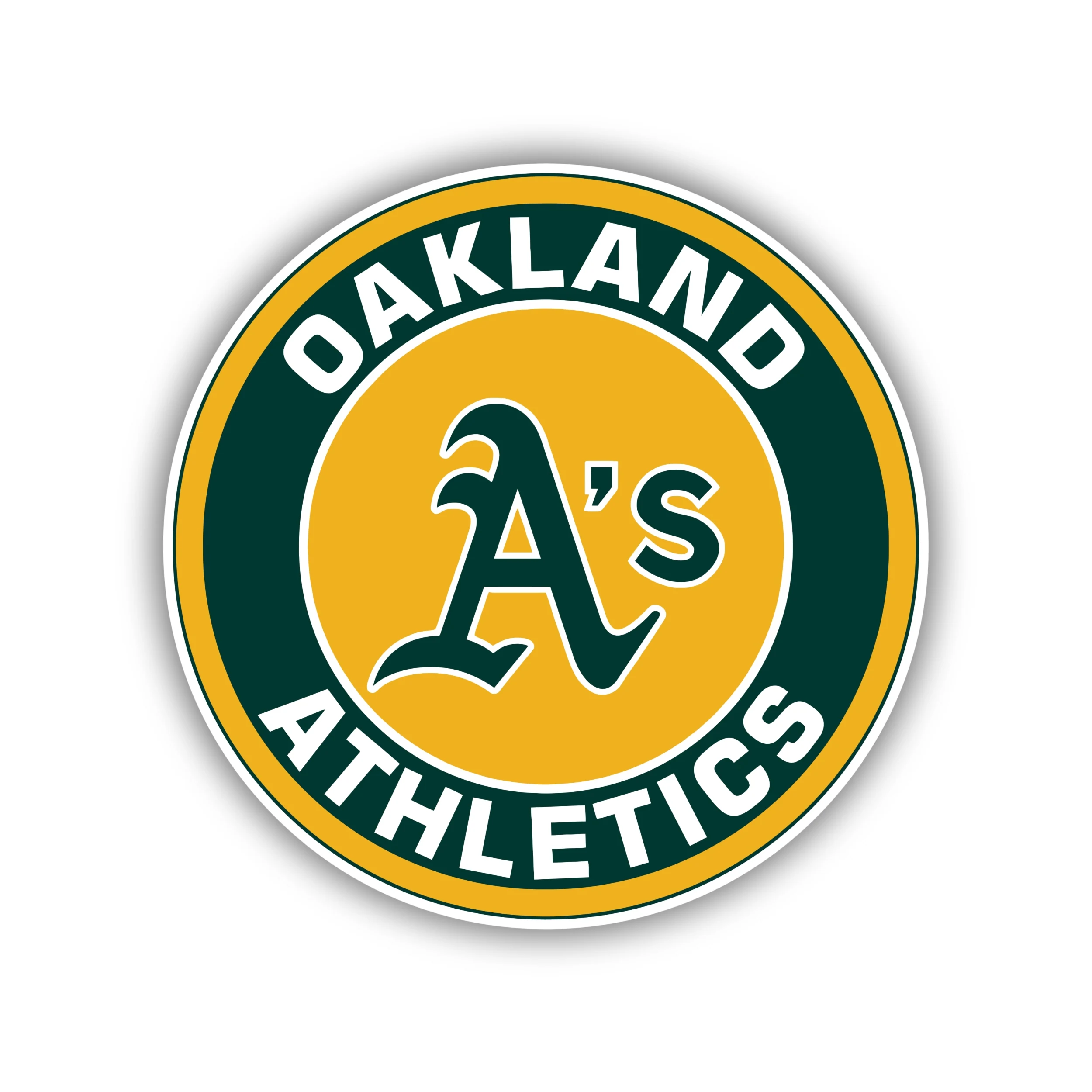 Oakland Athletics - Yellow Circle with Name - Iron On DTF Transfer - Custom Size