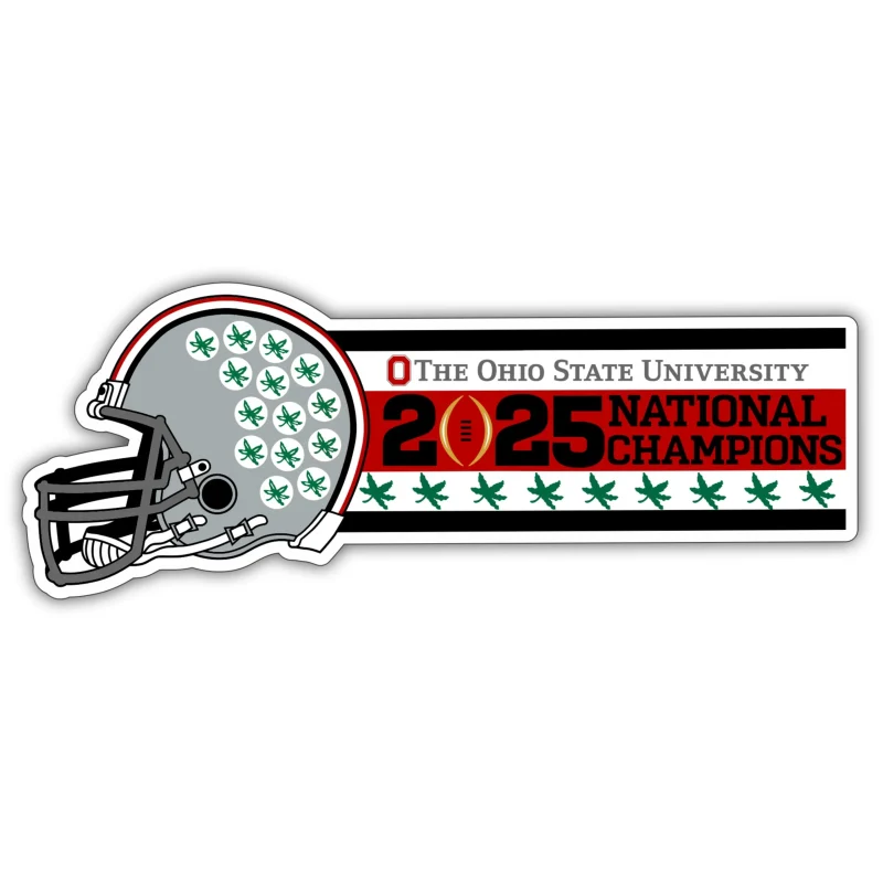 Ohio State Buckeyes - 2025 National Champions - Helmet with 9 buckeye leaves - Full Color Vinyl Decal