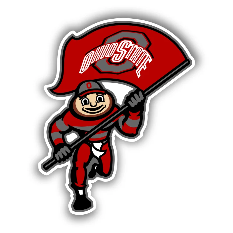 Ohio State Buckeyes - Mascot with Red Flag - Iron On DTF Transfer - Custom Size