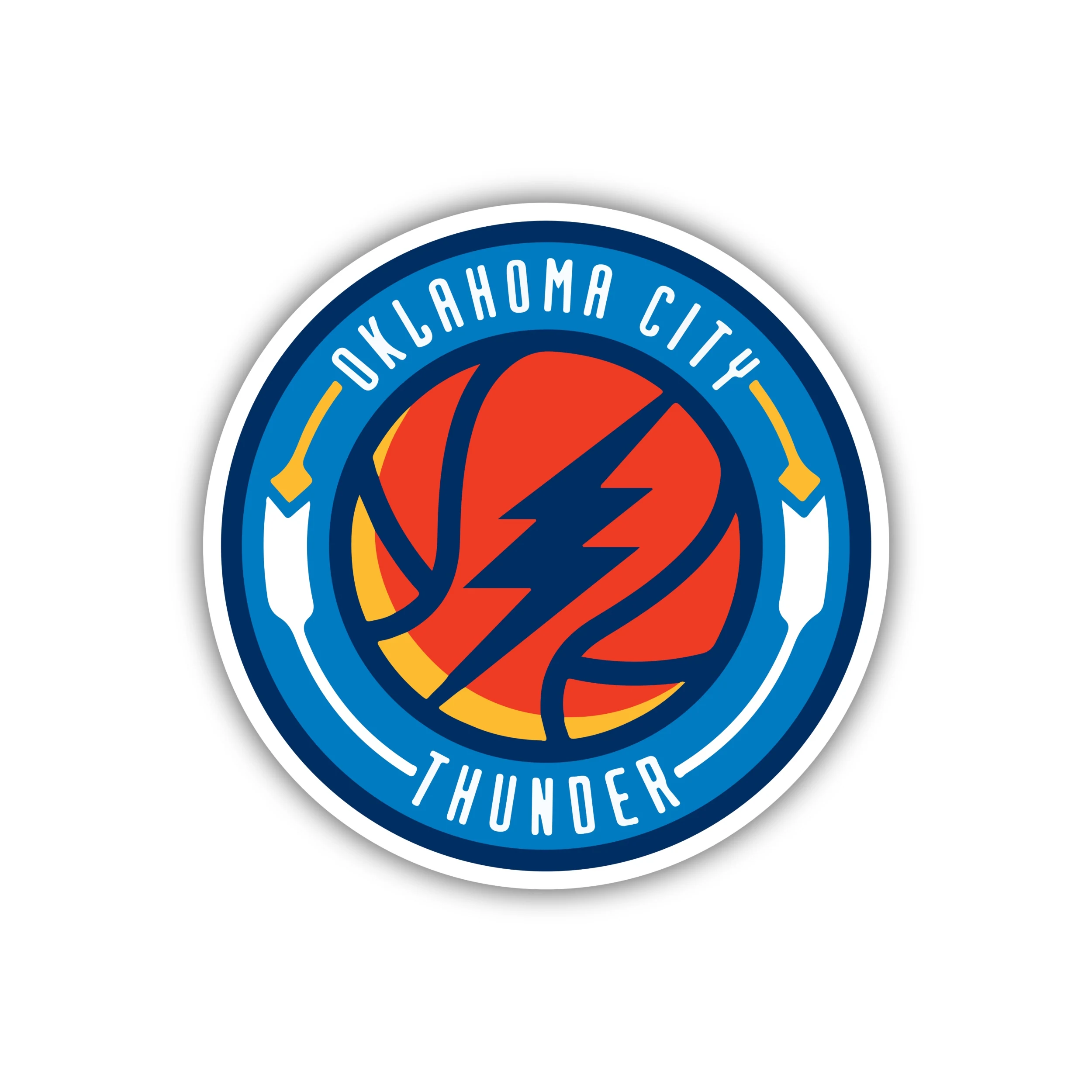 Oklahoma City Thunder - Blue Circle With Basketball - Iron On DTF Transfer - Custom Size