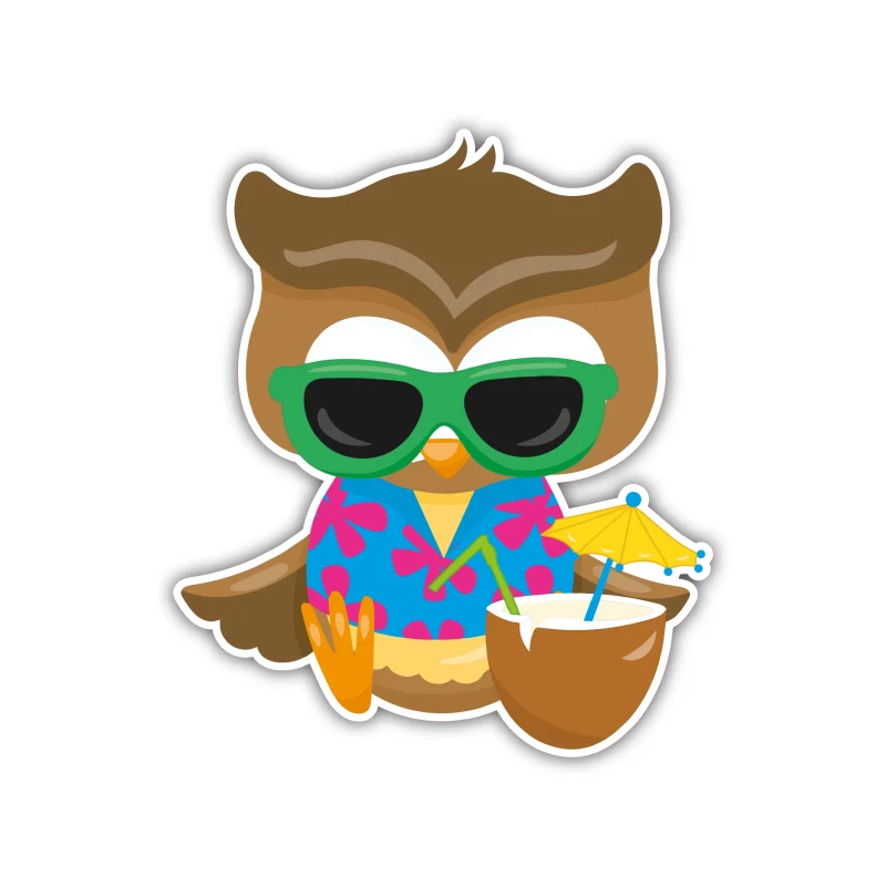 Owl With Green Glasses - Iron On DTF Transfer - Custom Size