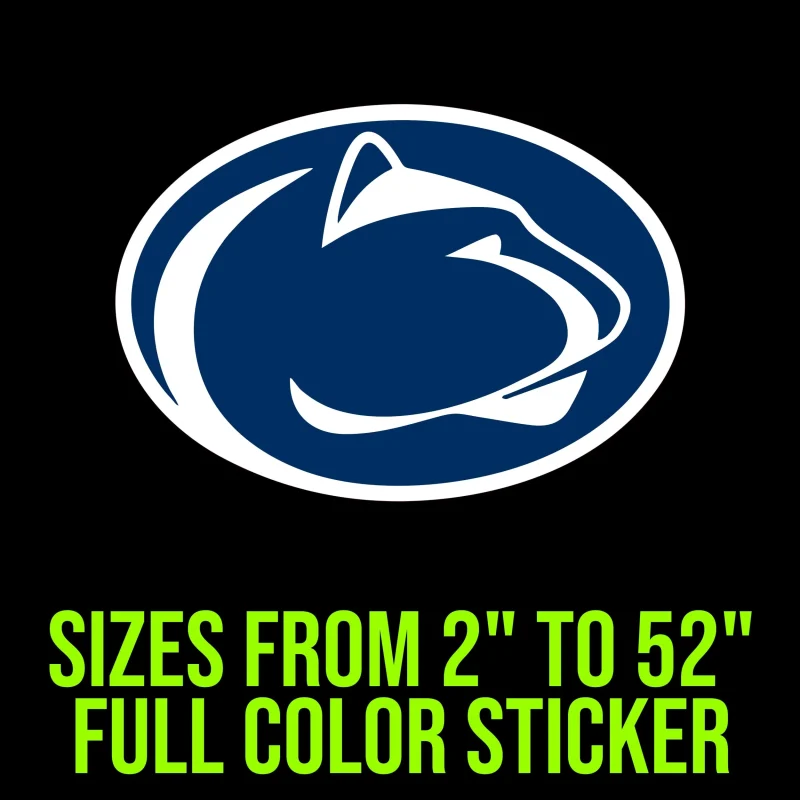 Penn State Nittany Lion - Full Color Vinyl Decal - Custom Size