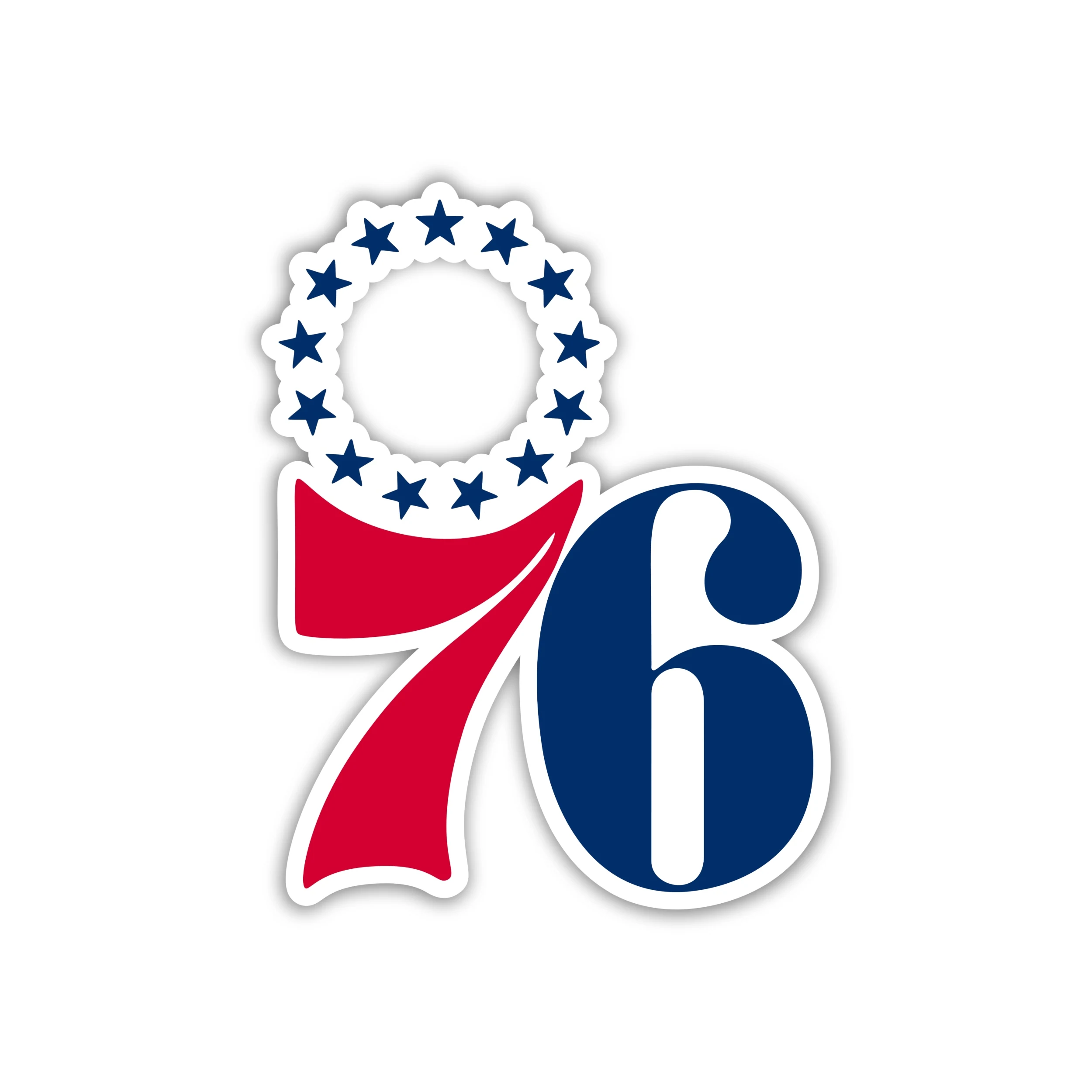 Philadelphia 76ers - 76 With Stars - Iron On DTF Transfer - Custom Size