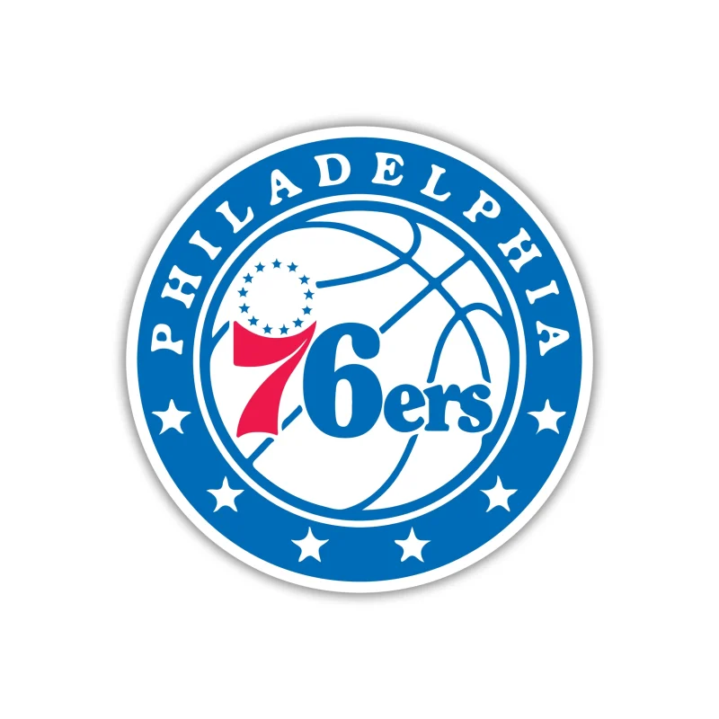 Philadelphia 76ers - Blue Circle With Basketball And Name - Iron On DTF Transfer - Custom Size