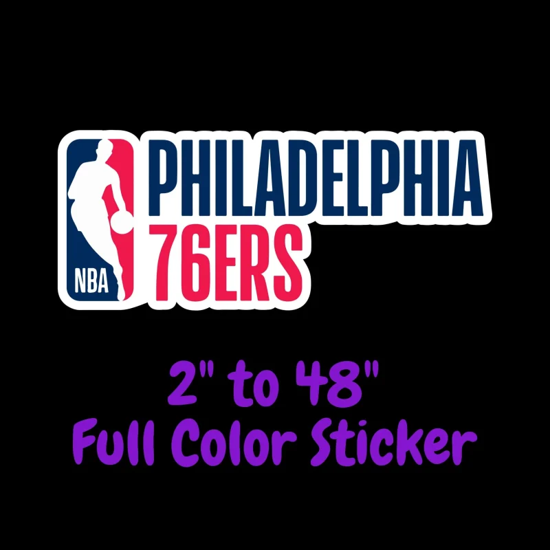 Philadelphia 76ers Full Color Vinyl Sticker - Custom Size