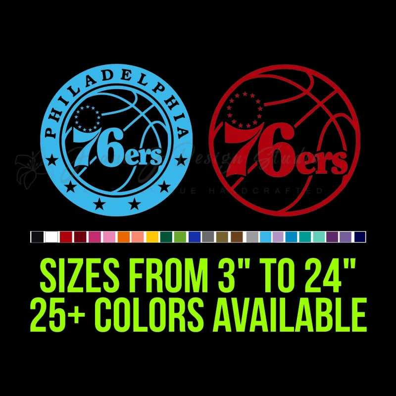 Philadelphia 76ers Vinyl Decal - Custom Size
