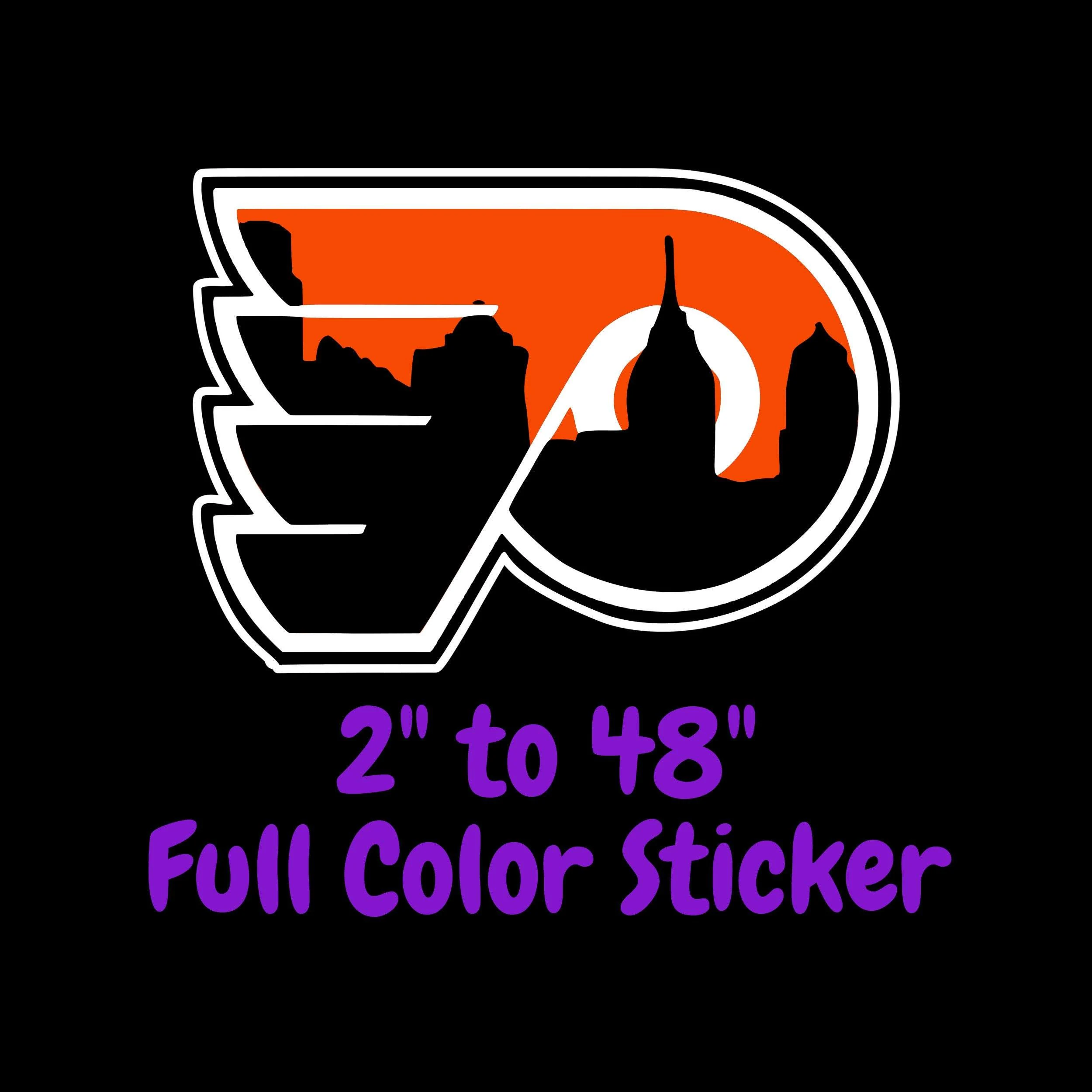 Philadelphia Flyers - P With Wings And City - Full Color Vinyl Sticker - Custom Size