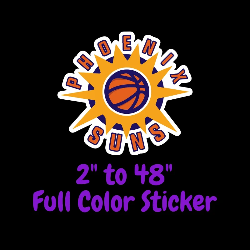 Phoenix Suns Full Color Vinyl Sticker - Custom Size
