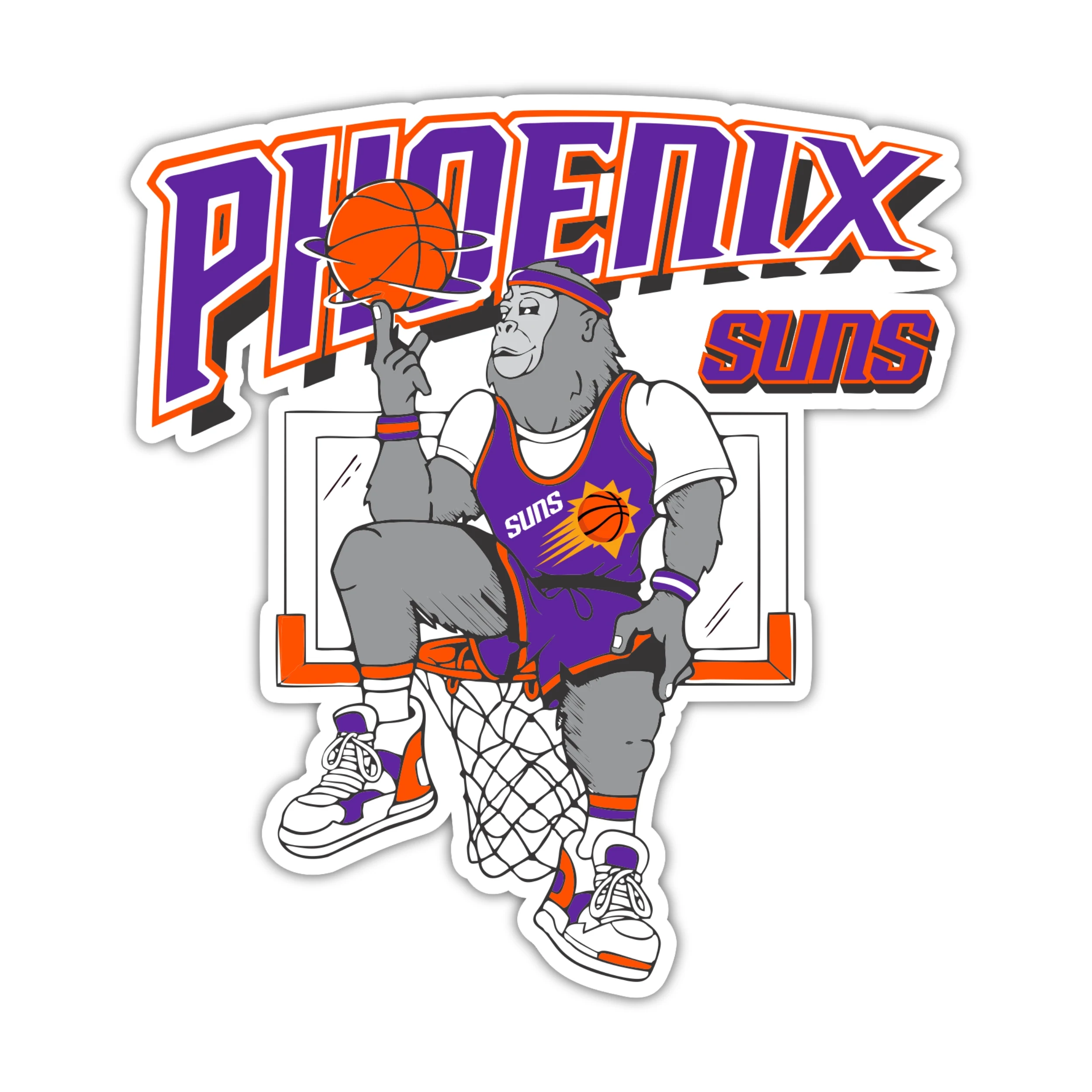 Phoenix Suns - Monkey with Basketball - Iron On DTF Transfer - Custom Size