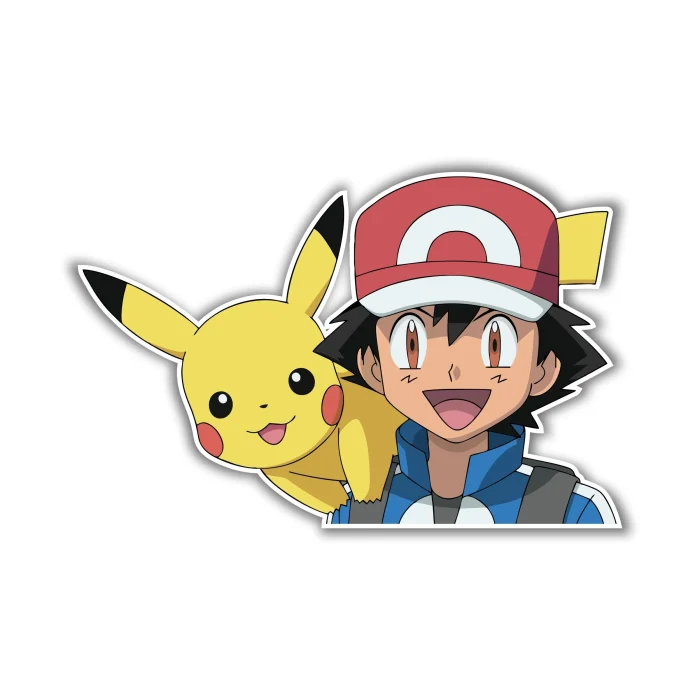 Pikachu and Ash – Full Color Vinyl Decal – Sports Stickers USA