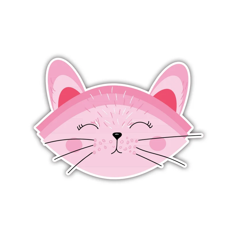 Pink Cat - Full Color Vinyl Sticker - Custom Size