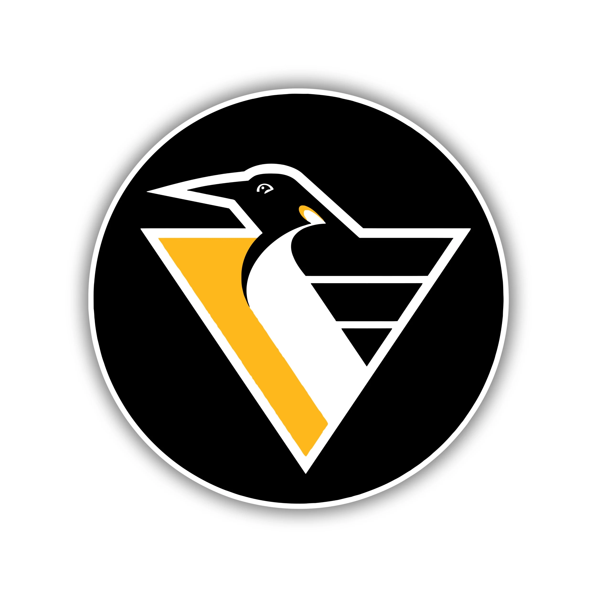 Pittsburgh Penguins - Black Circle With Triangle Penguin - Iron On DTF Transfer - Custom Size
