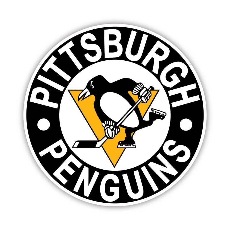 Pittsburgh Penguins - Black Circle With White Name - Iron On DTF Transfer - Custom Size