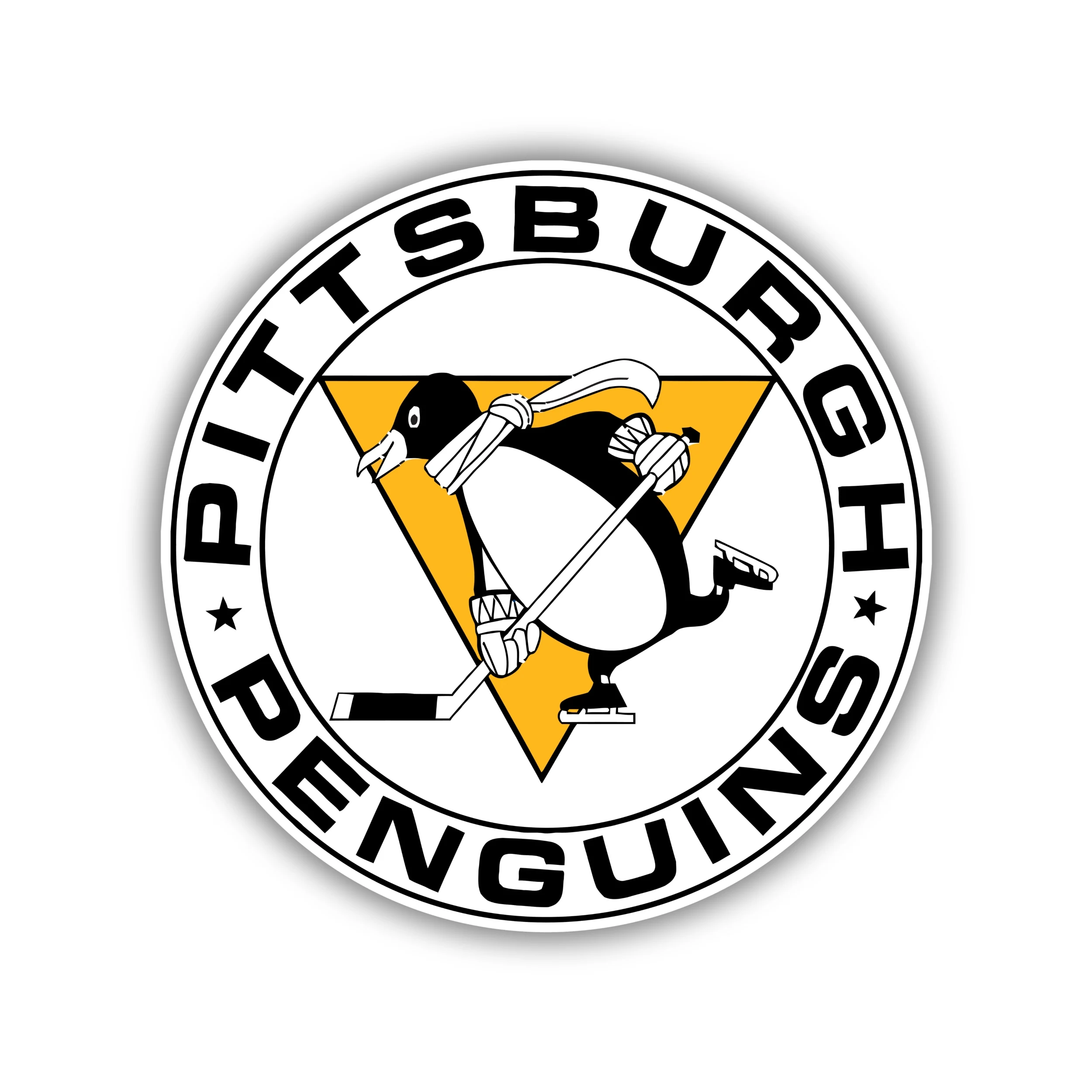 Pittsburgh Penguins - White Circle With Black Name - Iron On DTF Transfer - Custom Size