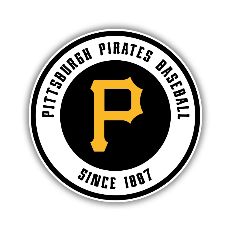 Pittsburgh Pirates - White Circle with Black Words - Iron On DTF Transfer - Custom Size