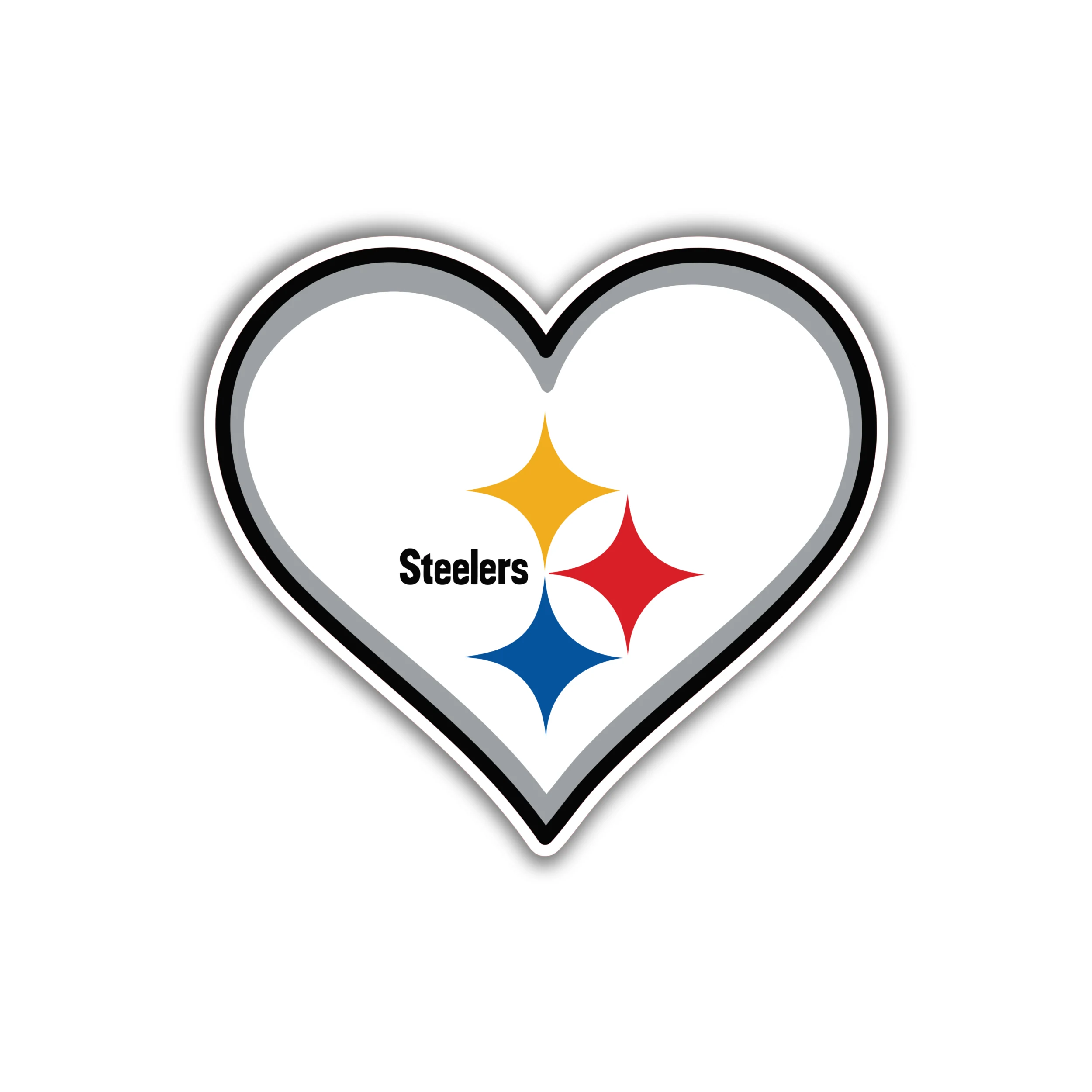 Pittsburgh Steelers - Gray Heart - Iron On DTF Transfer - Custom Size