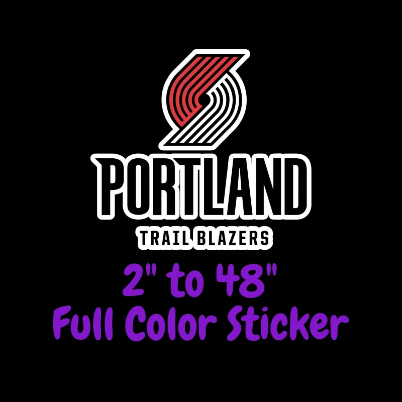 Portland Trail Blazers Full Color Vinyl Sticker - Custom Size