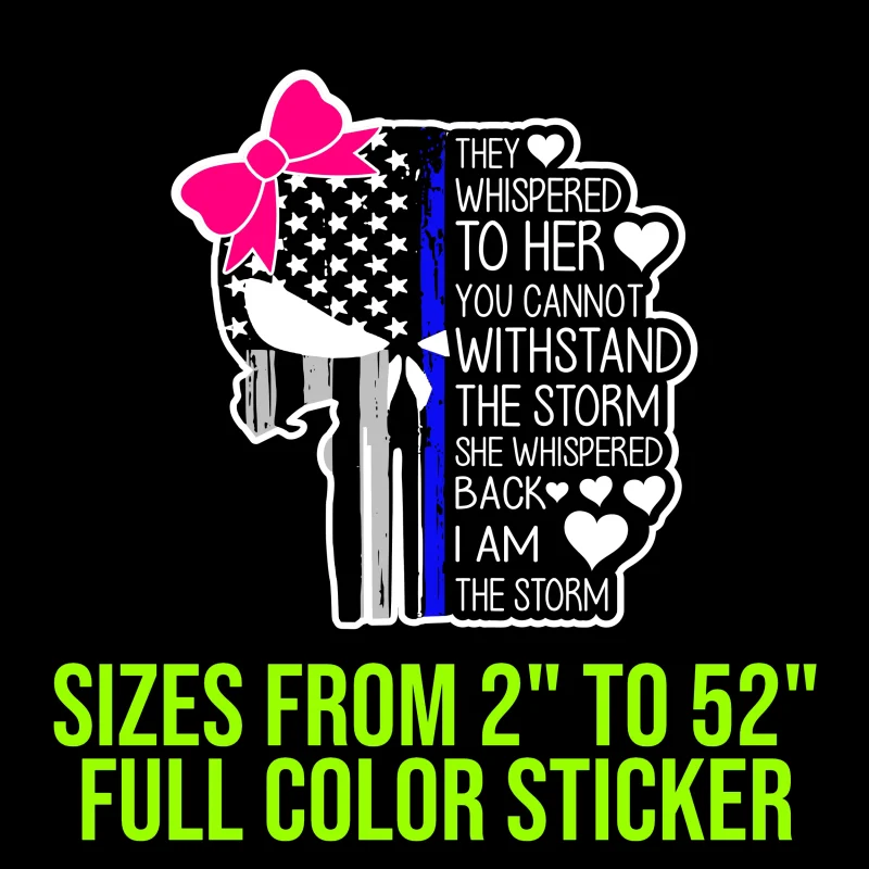 Punisher American Flag Blue Line Full Color Vinyl Decal - custom size