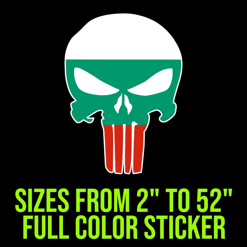 Punisher Bulgaria Flag Full Color Vinyl Decal - custom size