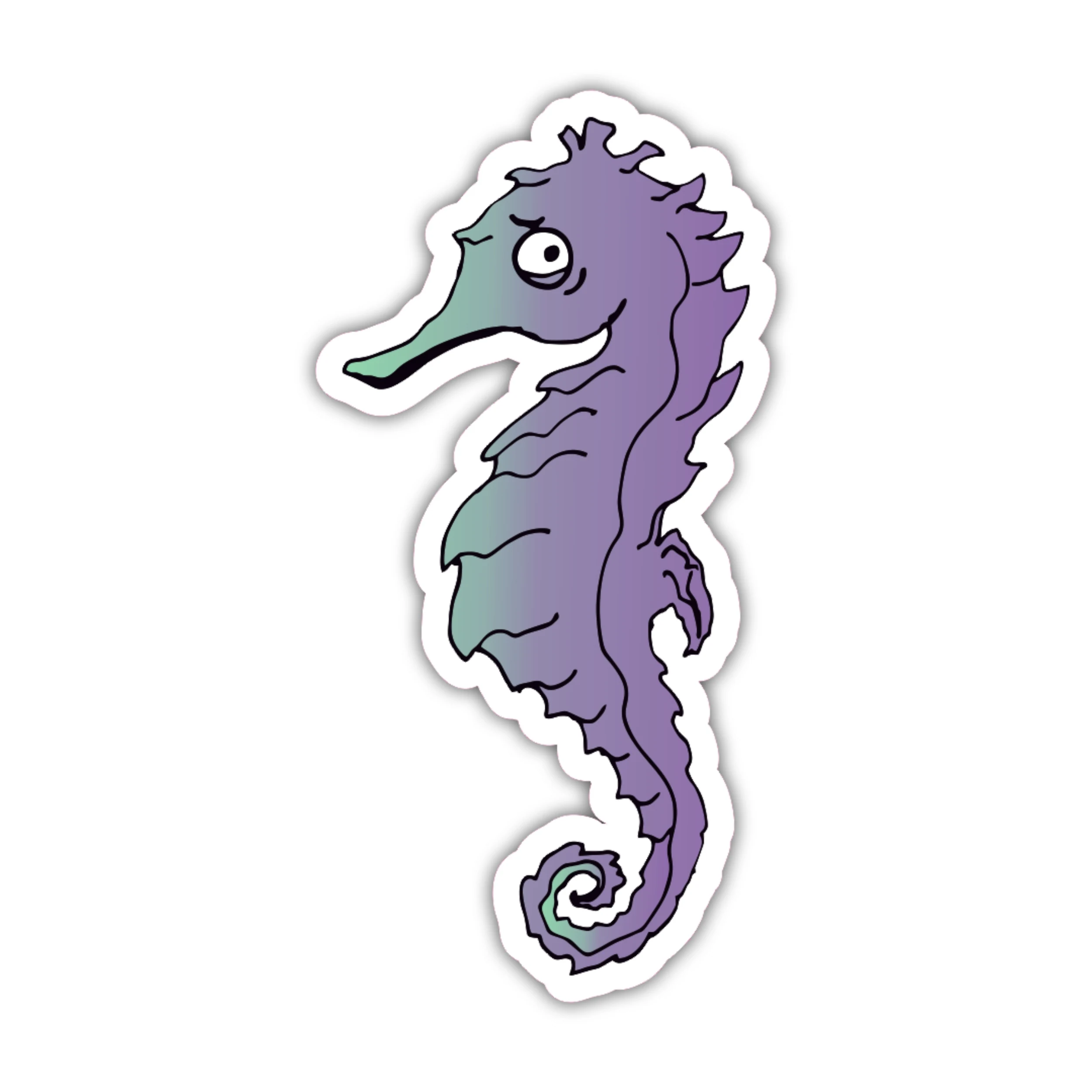 Purple Seahorse - Full Color Vinyl Sticker - Custom Size