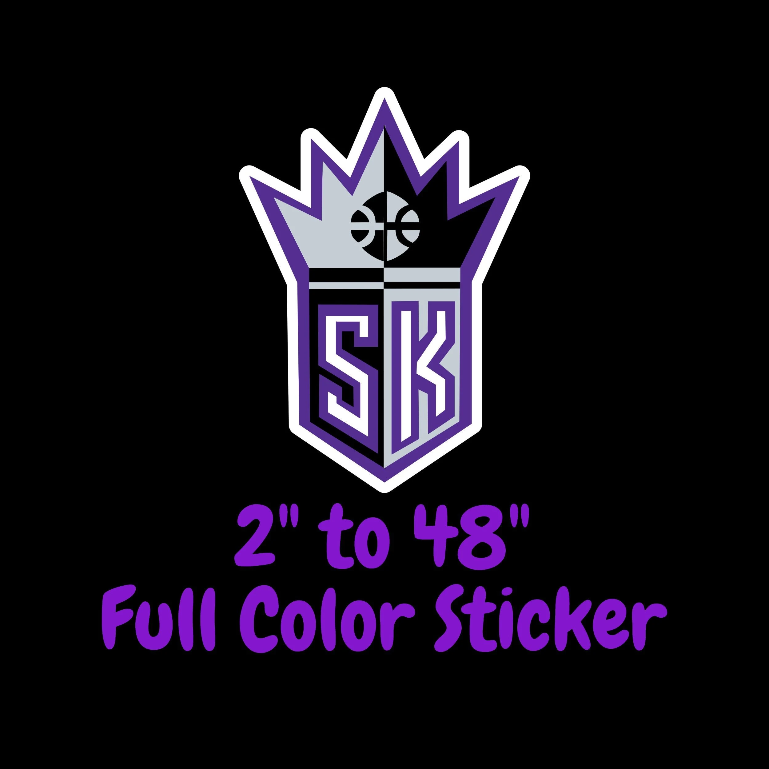 Sacramento Kings Full Color Vinyl Sticker - Custom Size