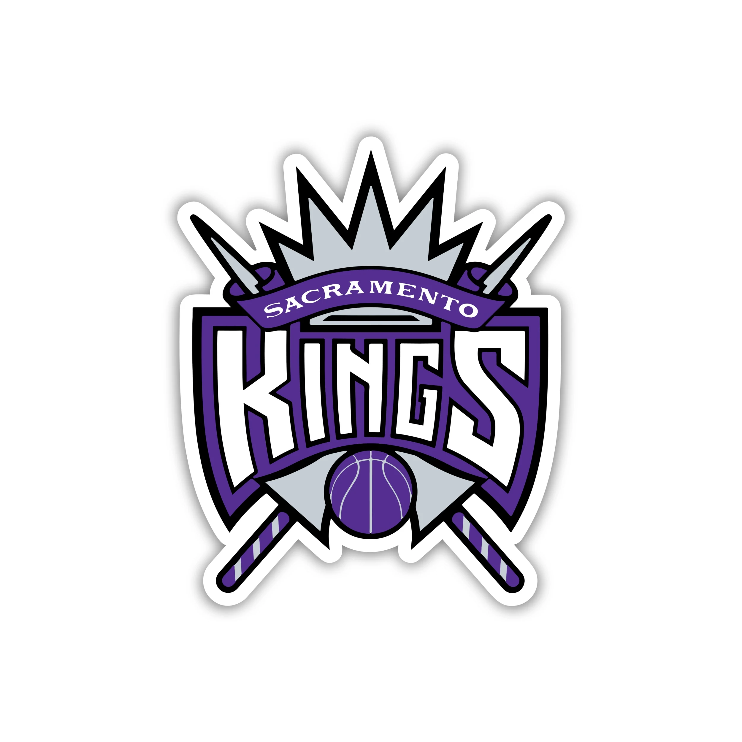 Sacramento Kings - Name With Swords And Basketball - Iron On DTF Transfer - Custom Size