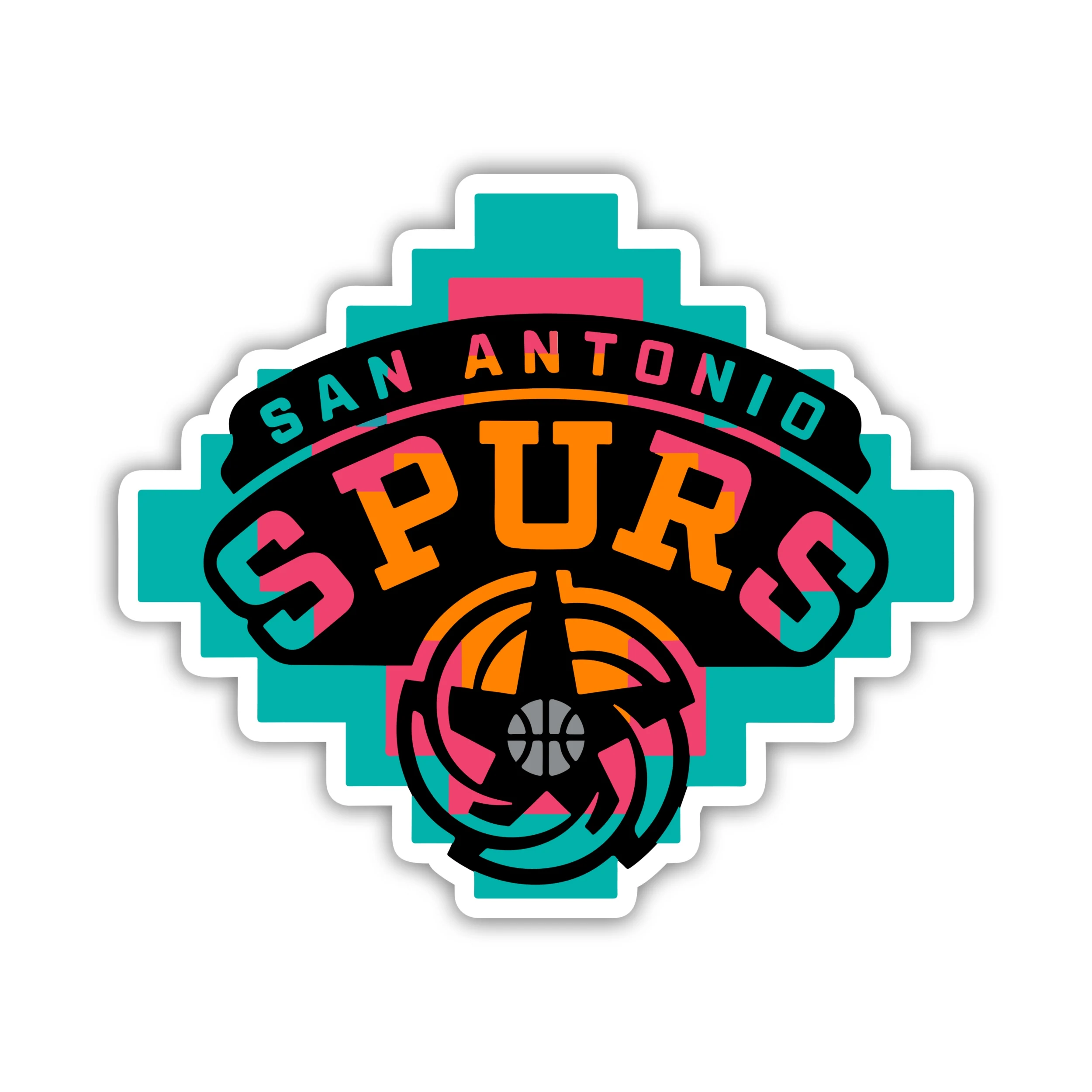 San Antonio Spurs - Name With Blue Background - Iron On DTF Transfer - Custom Size