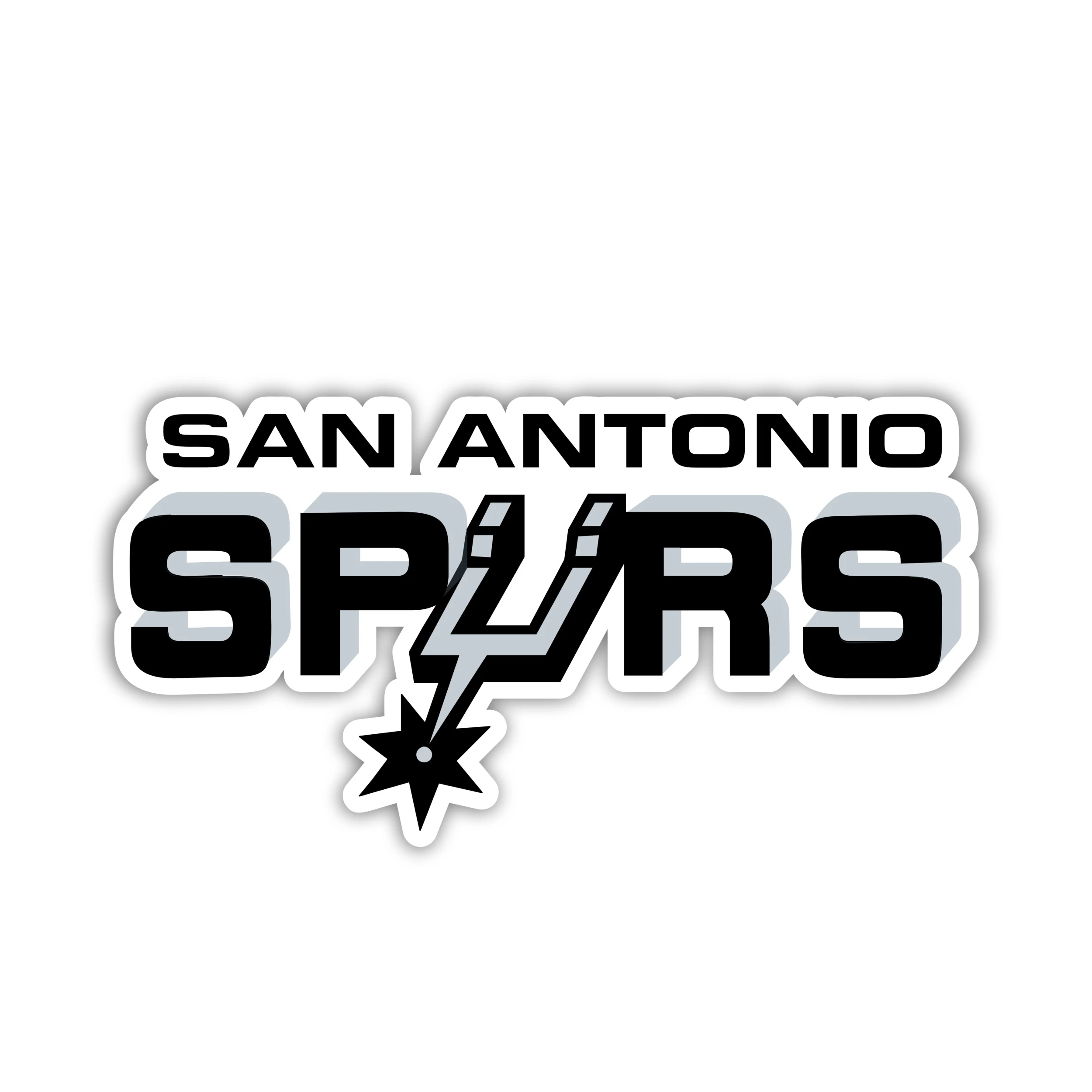 San Antonio Spurs - Name With Gray And Black Letters - Iron On DTF Transfer - Custom Size