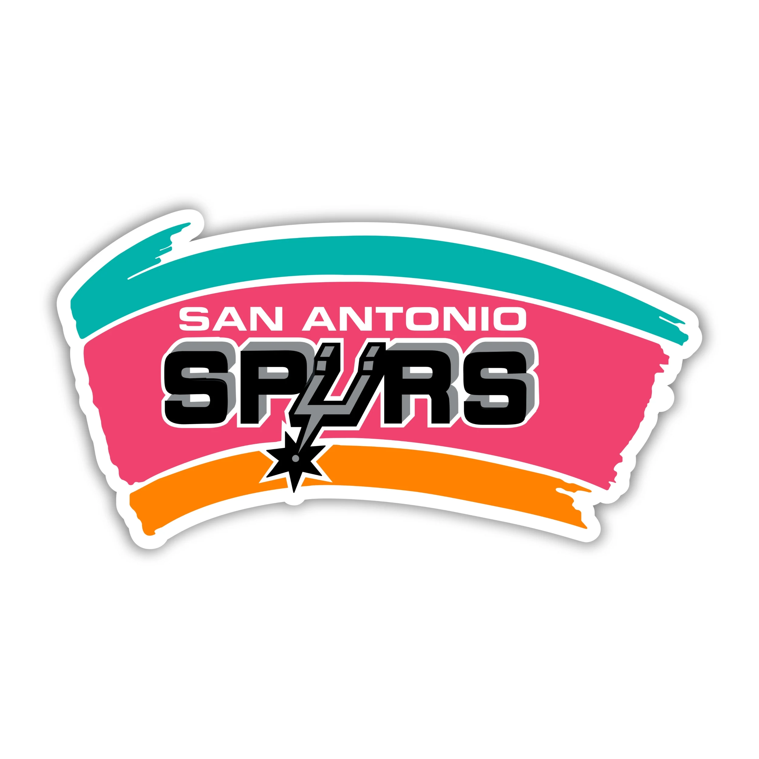 San Antonio Spurs - Name With Multi Color Background - Iron On DTF Transfer - Custom Size