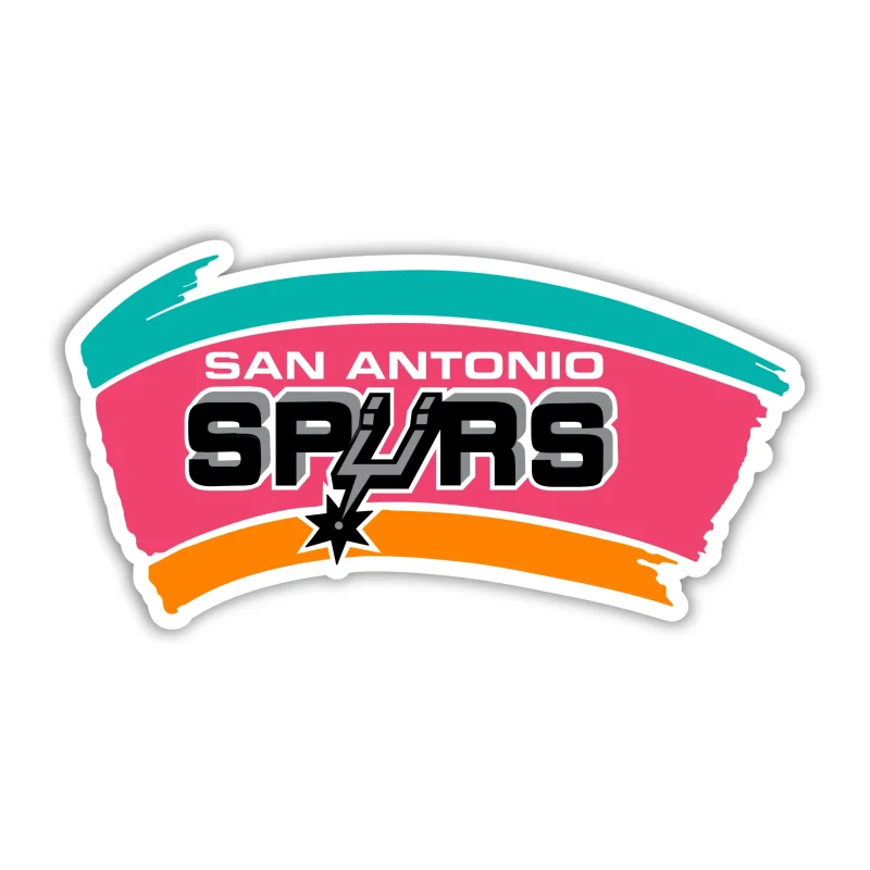 San Antonio Spurs - Name With Multi Color Background - Temporary Tattoo