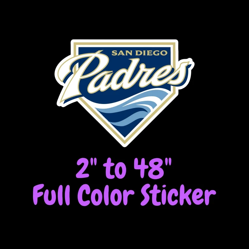 San Diego Padres - Plate With Name - Full Color Vinyl Sticker - Custom Size
