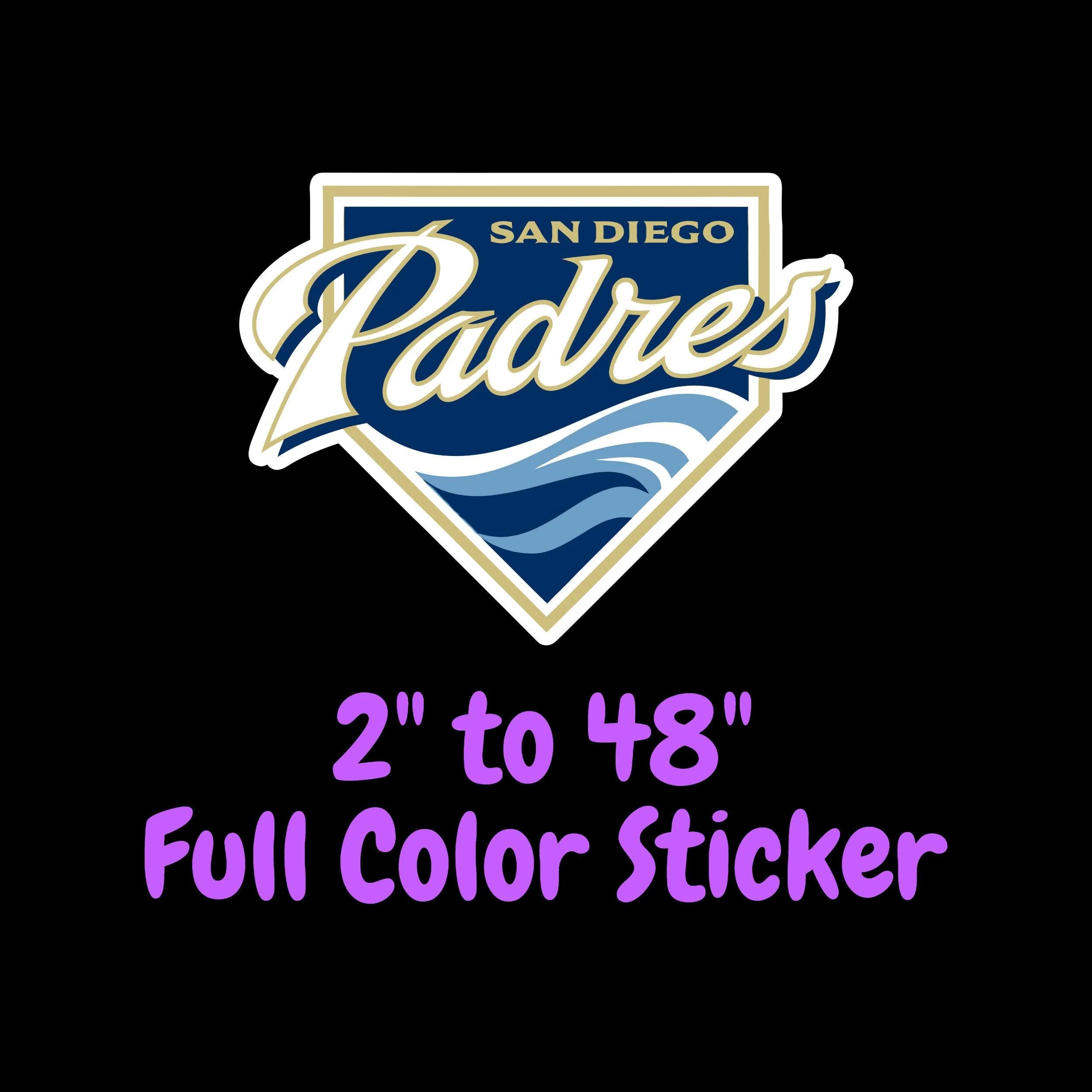 San Diego Padres - Plate With Name - Full Color Vinyl Sticker - Custom Size