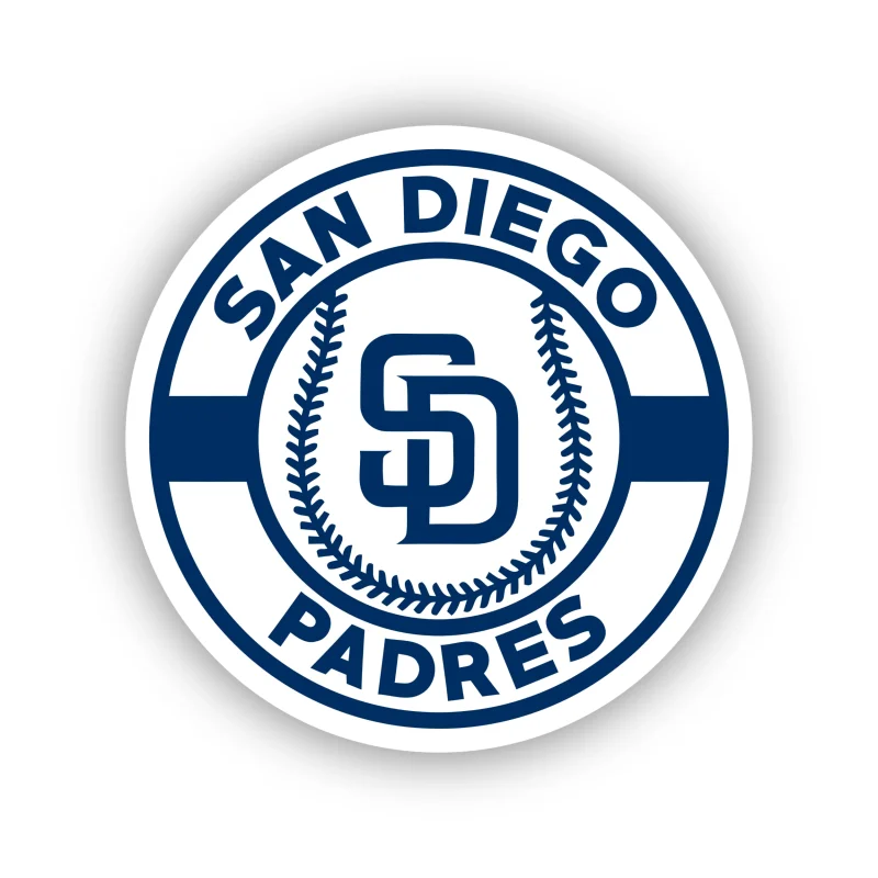 San Diego Padres - White Circle with Baseball - Temporary Tattoo