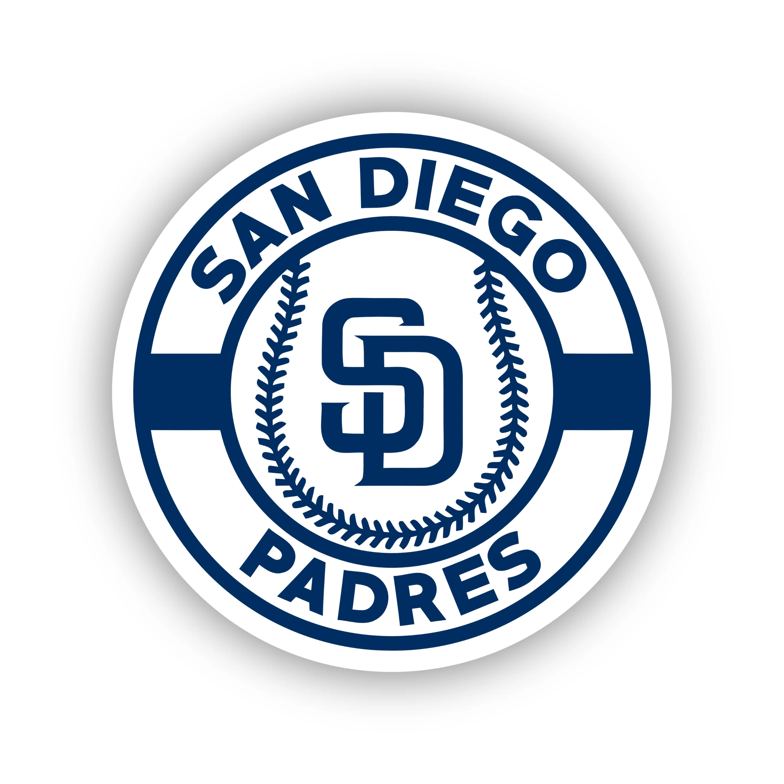 San Diego Padres - White Circle with Baseball - Temporary Tattoo