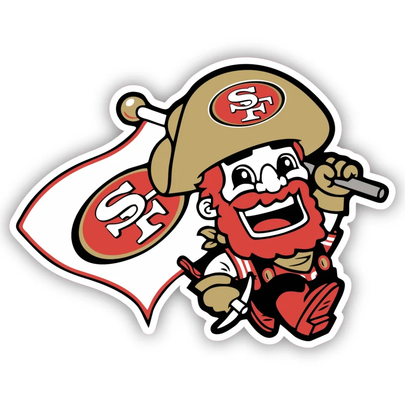 San Francisco 49ers - Sourdough Sam with Flag - Iron On DTF Transfer - Custom Size