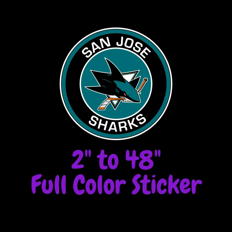 San Jose Sharks - Circle - Full Color Vinyl Sticker - Custom Size