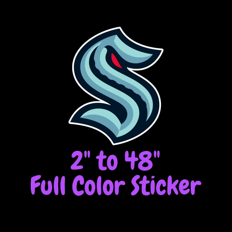 Seattle Kraken Full Color Vinyl Sticker - Custom Size