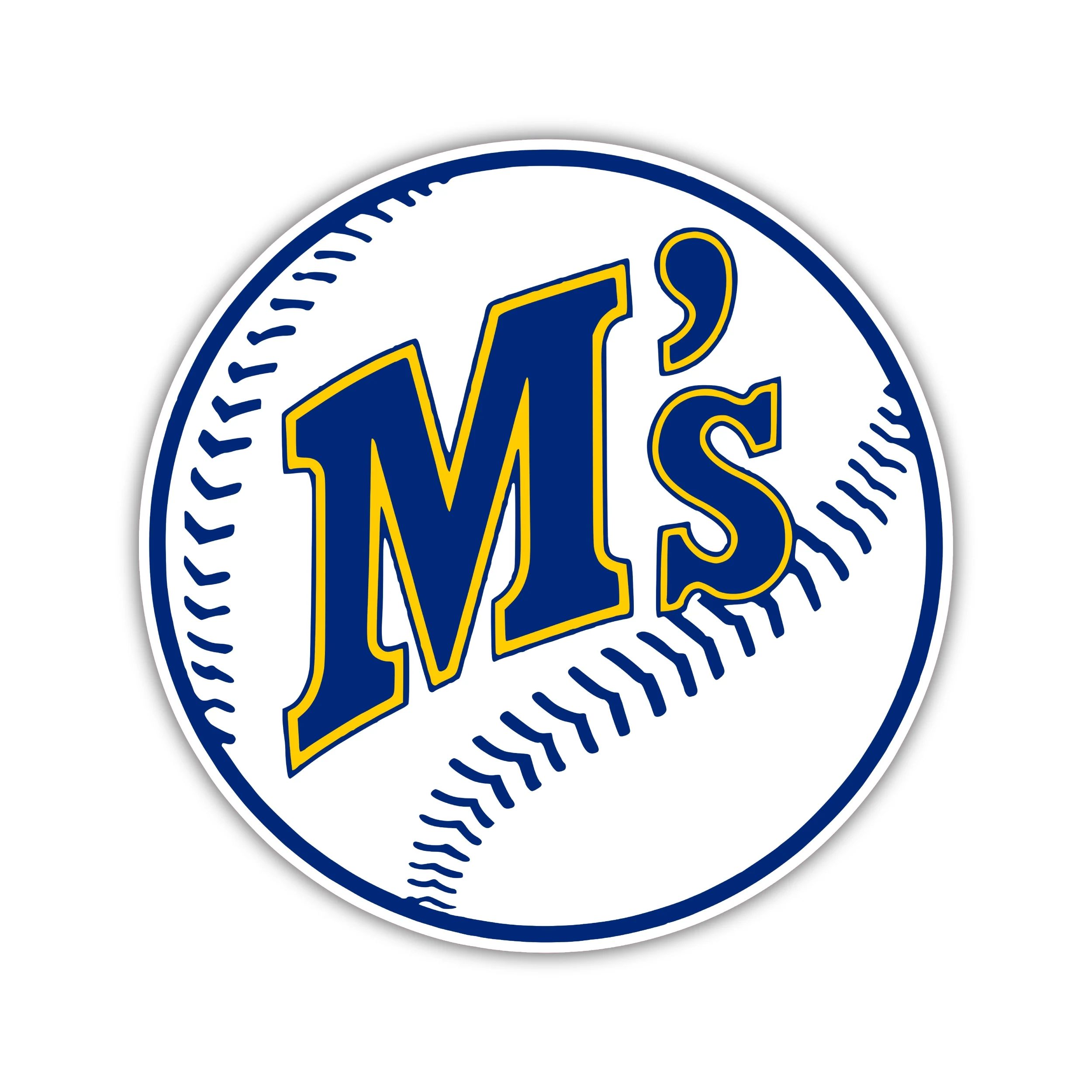 Seattle Mariners - Baseball With M - Full Color Vinyl Sticker - Custom Size