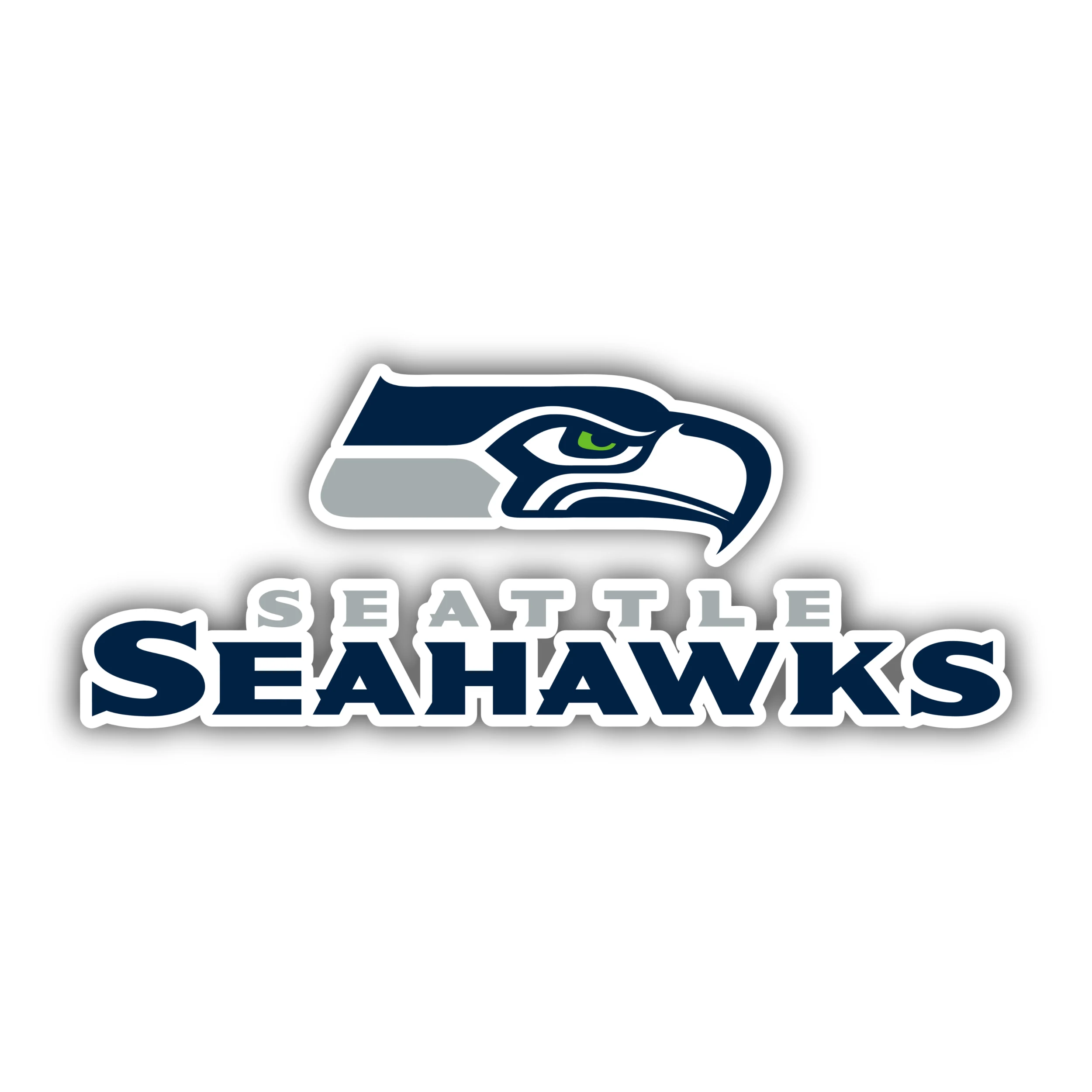 Seattle Seahawks - Seahawk Head with Lettering Below - Iron On DTF Transfer - Custom Size
