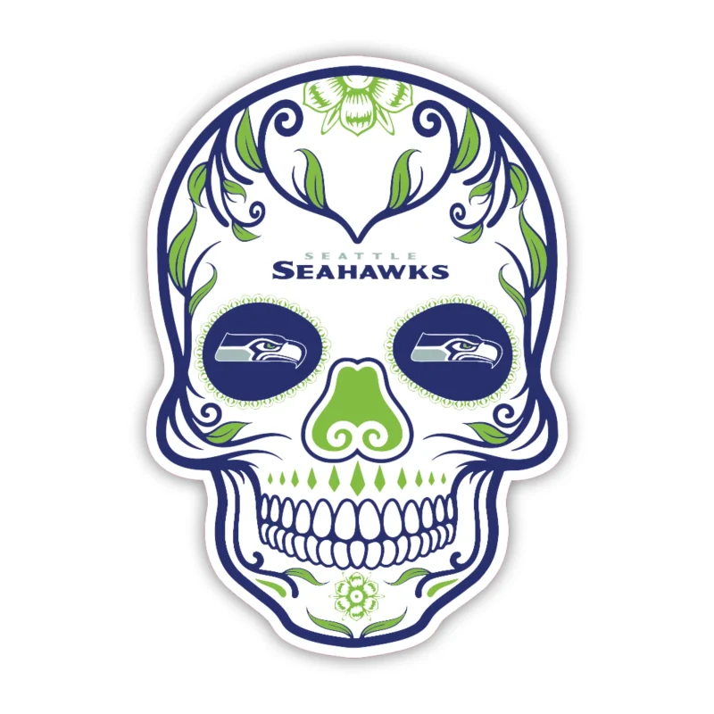 Seattle Seahawks - Sugar Skull - Iron On DTF Transfer - Custom Size