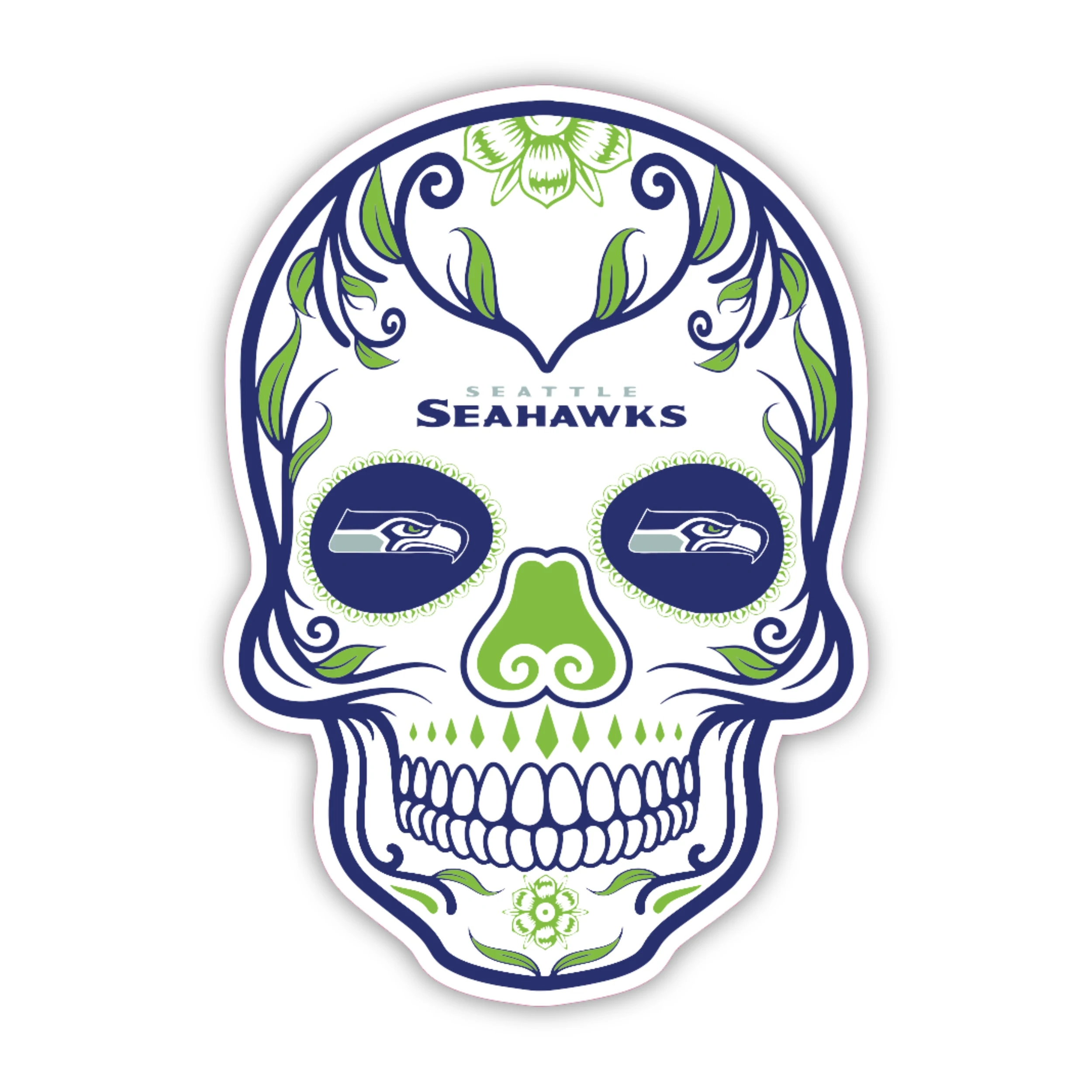 Seattle Seahawks - Sugar Skull - Iron On DTF Transfer - Custom Size