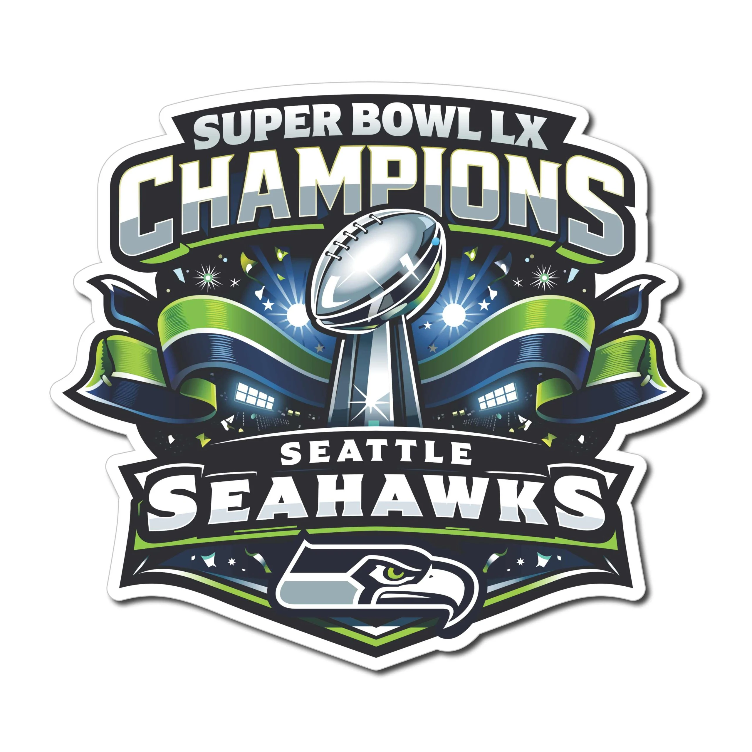 Seattle Seahawks - Super Bowl LX - Iron On DTF Transfer - Custom Size