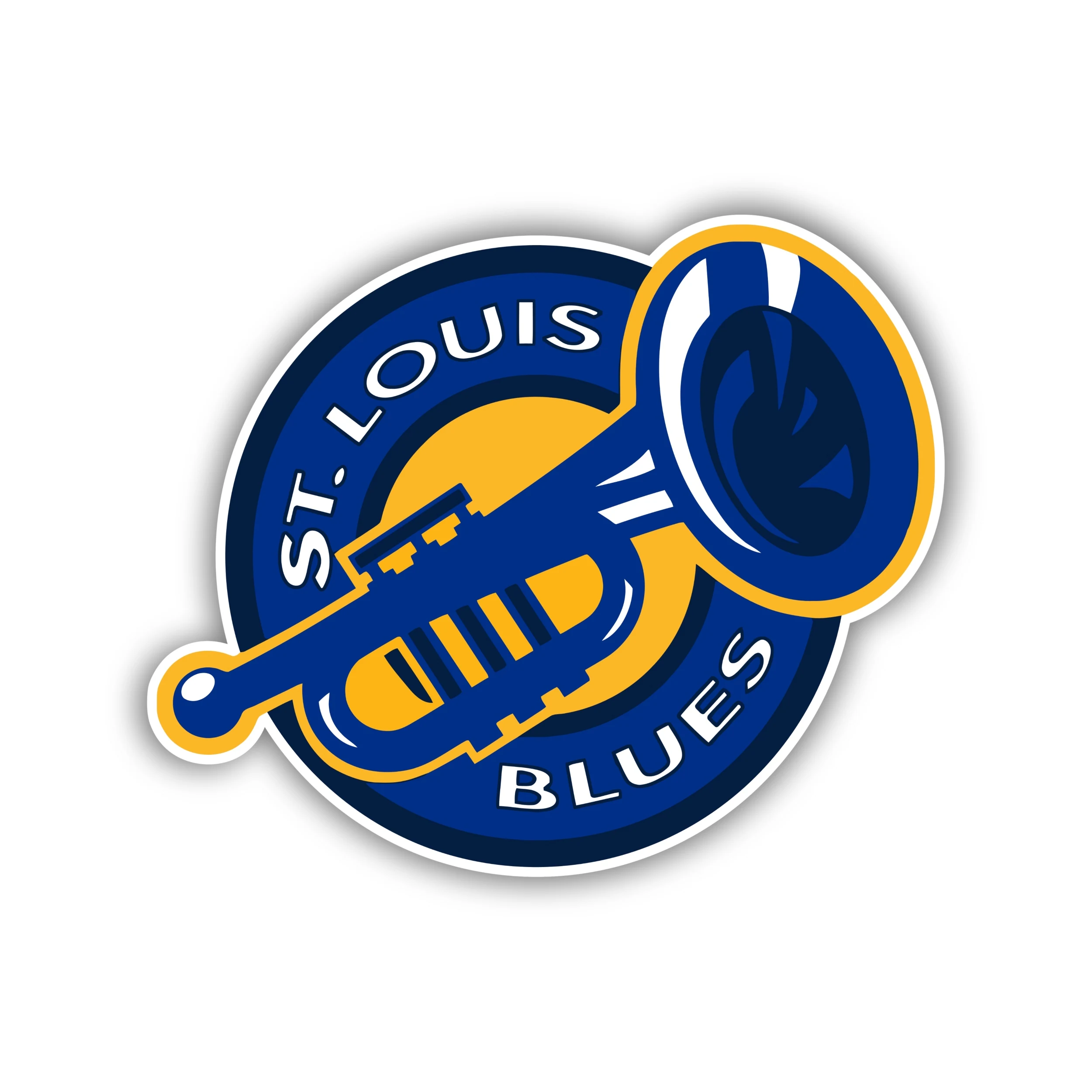 St Louis Blues - Blue Circle With Horn - Iron On DTF Transfer - Custom Size