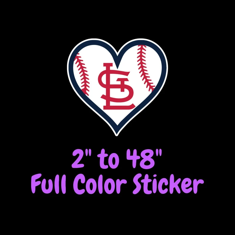 St. Louis Cardinals - Heart - Full Color Vinyl Sticker - Custom Size
