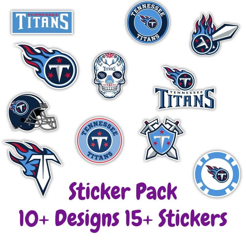 Tennessee Titans Sticker Pack; Hydroflask decal ; Laptop Decal ; Yeti Decal; Cell phone Decal; Vinyl Car Decal- Custom Size