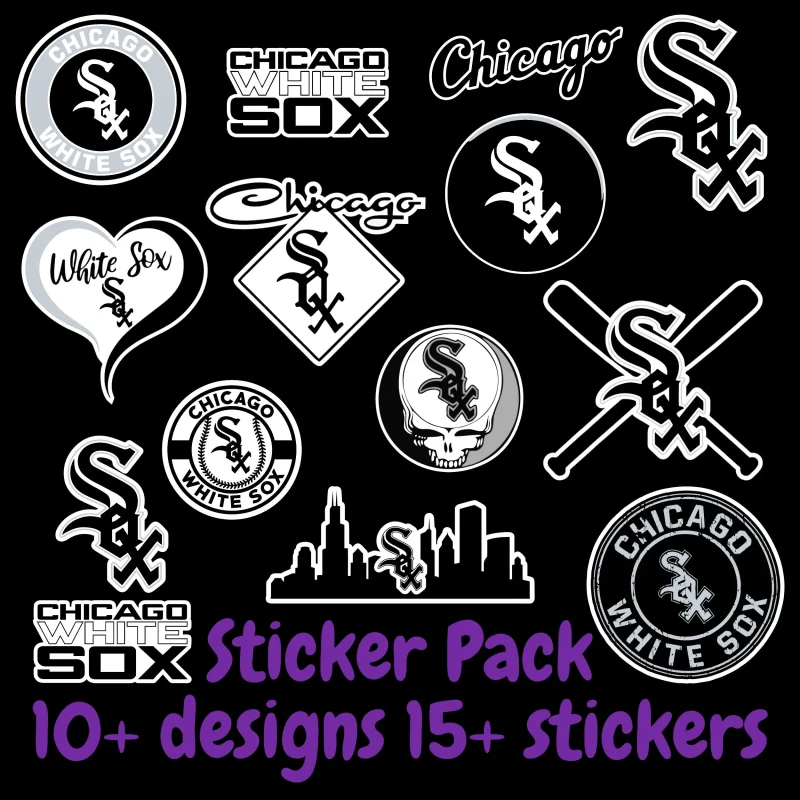 Chicago White Sox Sticker Pack; Hydroflask decal ; Laptop Decal ; Yeti Decal; Cell phone Decal; Vinyl Car Decal- Custom Size