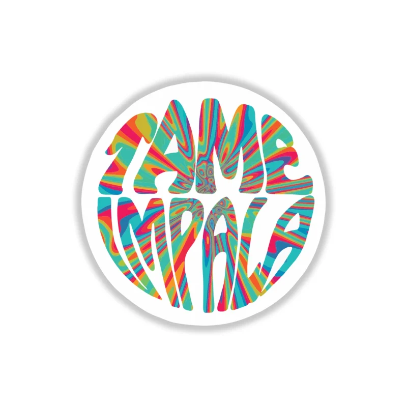 Tame Impala - Name In Circle - Full Color Vinyl Sticker - Custom Size