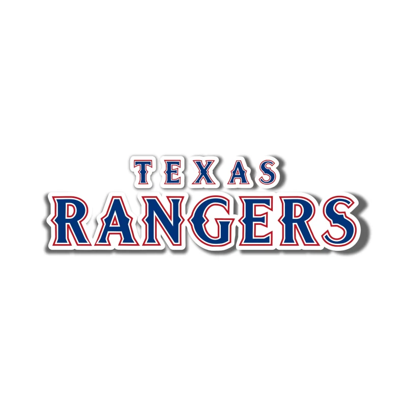 Texas Rangers - Outlined Name - Full Color Vinyl Sticker - Custom Size