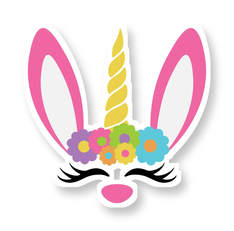 Unicorn Bunny - Full Color Vinyl Sticker - Custom Size