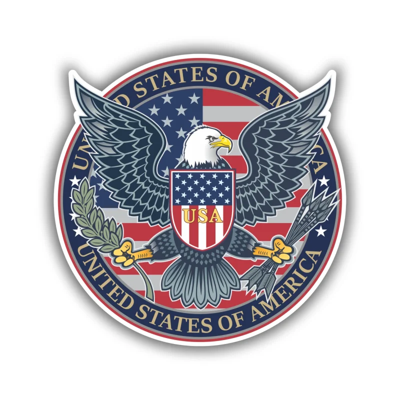 USA Eagle Full Color Vinyl Decal - Custom Size